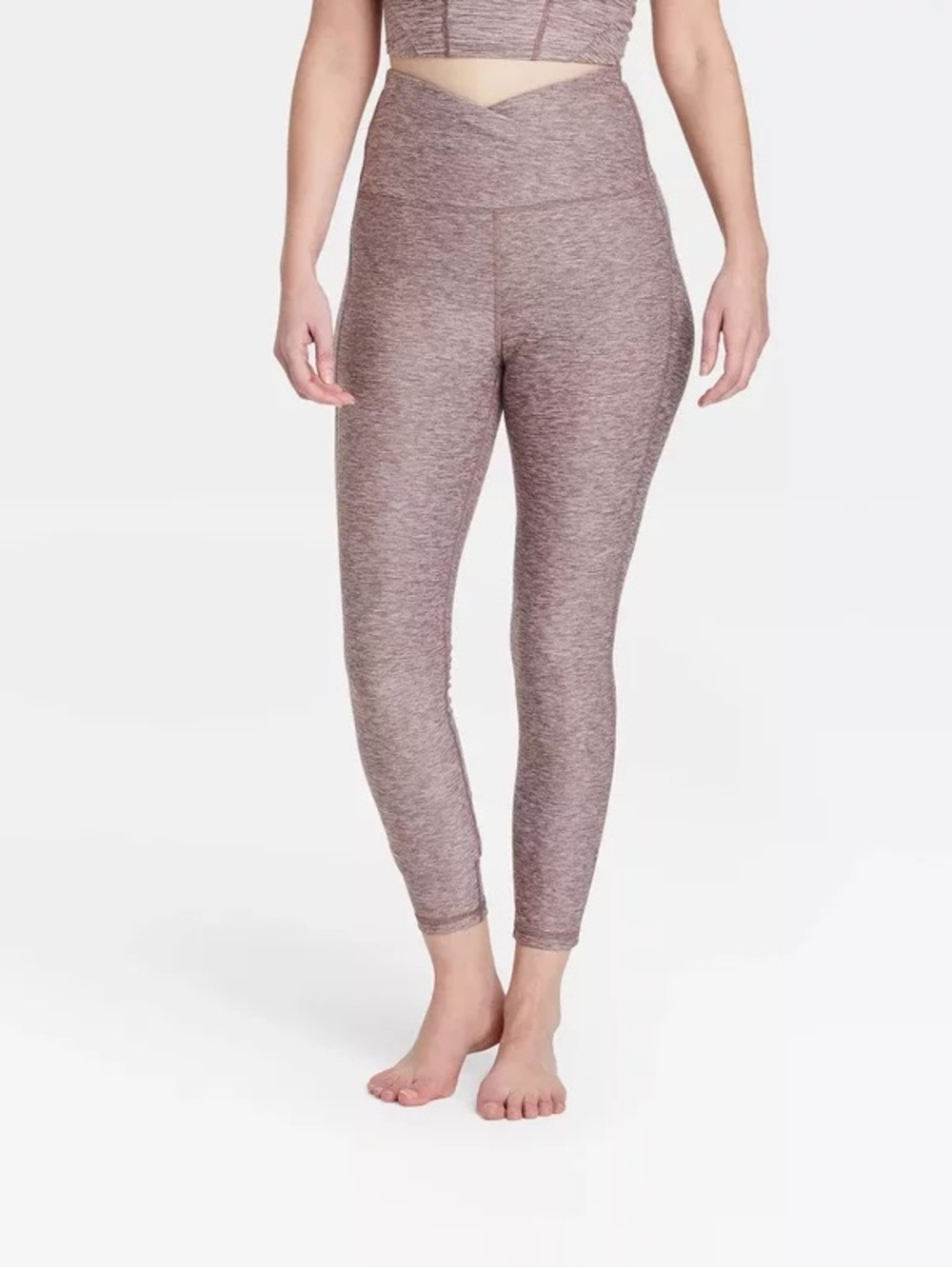 All in Motion Leggings Size L Brown Heathered Crossover High Rise